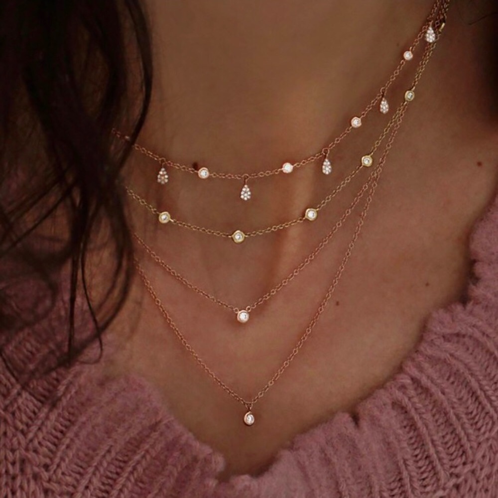 Dainty Boho Diamond 4-Tier Elegant Layer Necklace